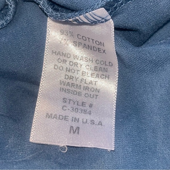 Chatoyant Steele Blue Stretch Lounge Flare Pants M Fringe $98 - Picture 7 of 7